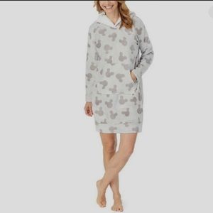 Disney Grey Mickey Mouse Lounger Faux Fur Sherpa with Hood Size Large